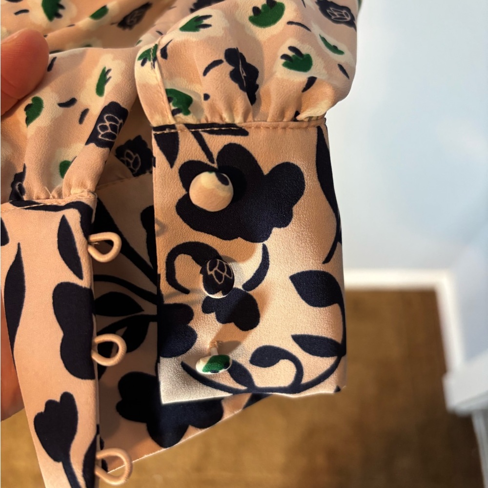 Boden Pale Pink, Navy and Green Floral Long Sleeve Dress - Picture 4 of 5